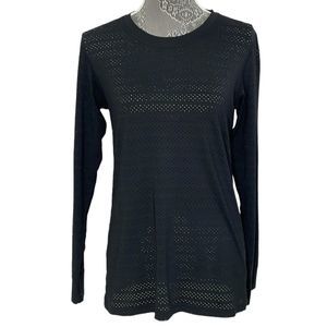 ZYIA Active black perforated activewear long sleeve shirt. Size‎ Medium. EUC